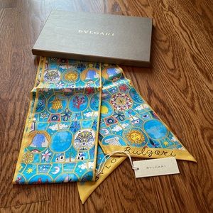 NEW WITH TAGS Bulgari Riva Solare Shelley Silk Twill in Turquoise